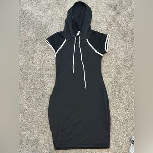 Bodycon black hood dress